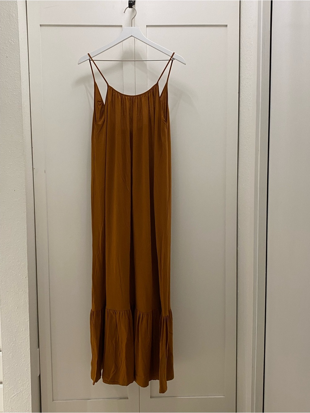 Zara Rust-Brown Spaghetti-Strap Maxi Dress Oversize - Picture 2 of 13